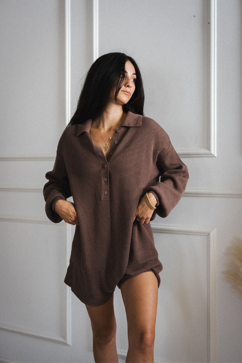 STAYING IN MOCHA ROMPER - cedes