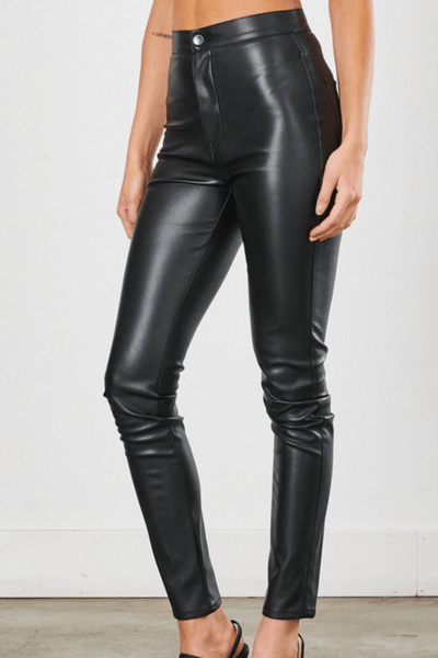 AFTER PARTY VEGAN LEATHER SKINNY PANTS - cedes