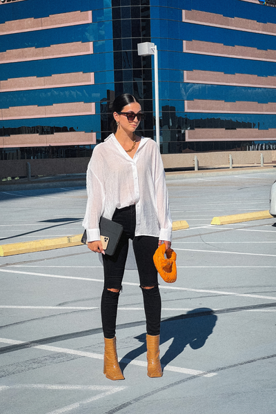 white long sleeve button up - cedes