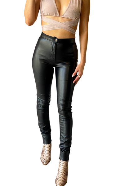 AFTER PARTY VEGAN LEATHER SKINNY PANTS - cedes