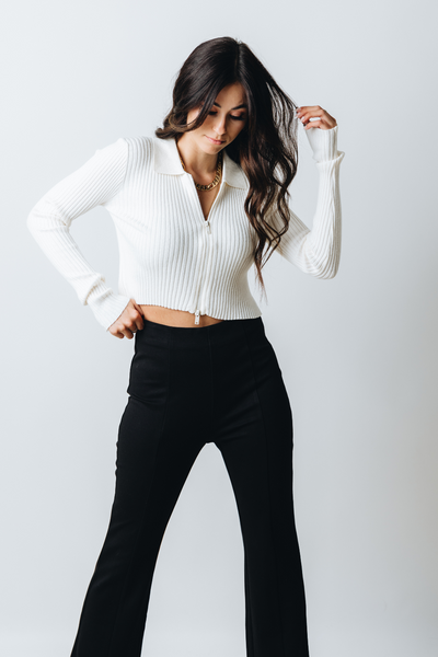 BUSINESS CASUAL WHITE KNIT ZIP UP - cedes